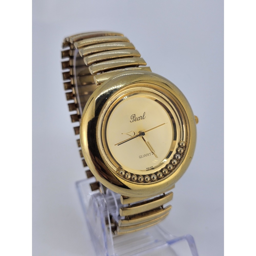 Women's Analog Watch 44MM Gold Dial Gold Expandable‎ Band 5.5" NEW Battery